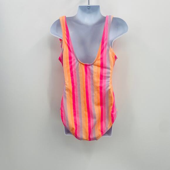 Cat & Jack Ruffled Striped One-Piece Swimsuit - Size Medium - Picture 4 of 8